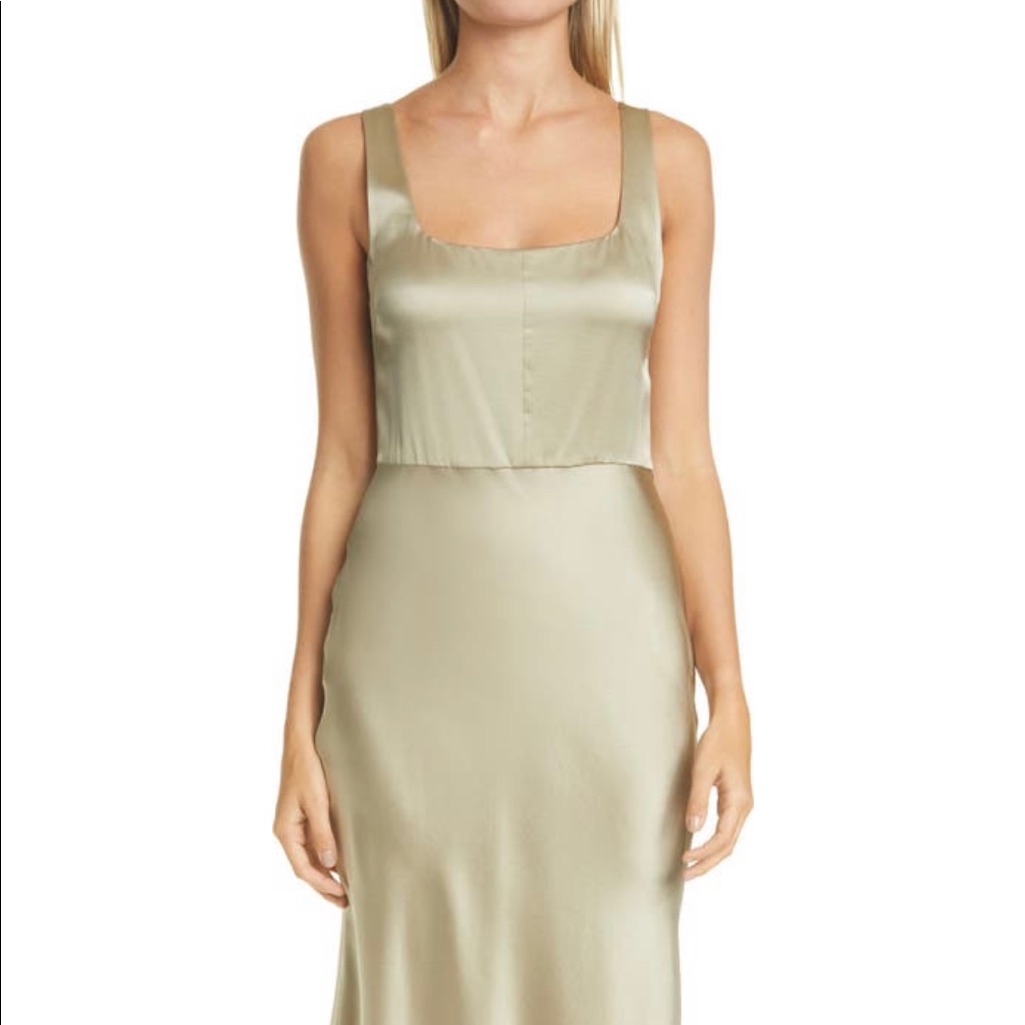 Nwt $350 Vince Women Slim Fitted Slip Dress , Size Us 10. Fits Size Us 8.